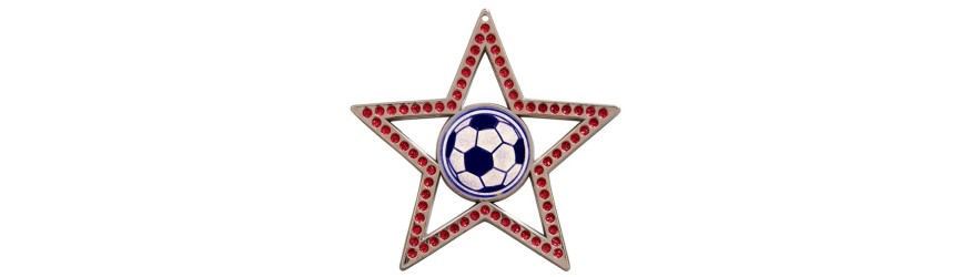 75MM RED STAR MEDAL - FOOTBALL - GOLD, SILVER & BRONZE 75MM RED STAR MEDAL - FOOTBALL - GOLD, SILVER & BRONZE
